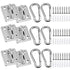 12Pcs M6 304 Stainless Steel Oblong Eye Pad Plate and Snap Hook Carabiner Clips, Marine Hardware Staple Hook Loop and Screws Accessories